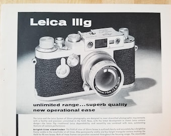 Rare Leica IIIg Magazine Advertisement from 1957 - Mint Condition - Leica 35mm Film Camera