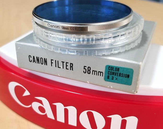 NOS Canon 58mm Color Conversion B Blue Filter - w/ Case, Box, Instructions - Mint