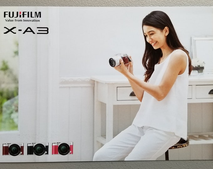 Fujifilm X-A3 Sales Brochure - Full Color Original - Digital Camera Japan - Large 8.5 x 11.5 inch Format - Excellent Condition - 7 Pages