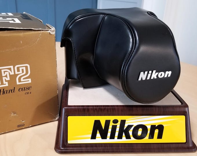 Nikon F2 Hard Case CH-4 - New in Box - Collector's Condition - Original Box - Nikon F2 35mm SLR Black Leather Camera Case