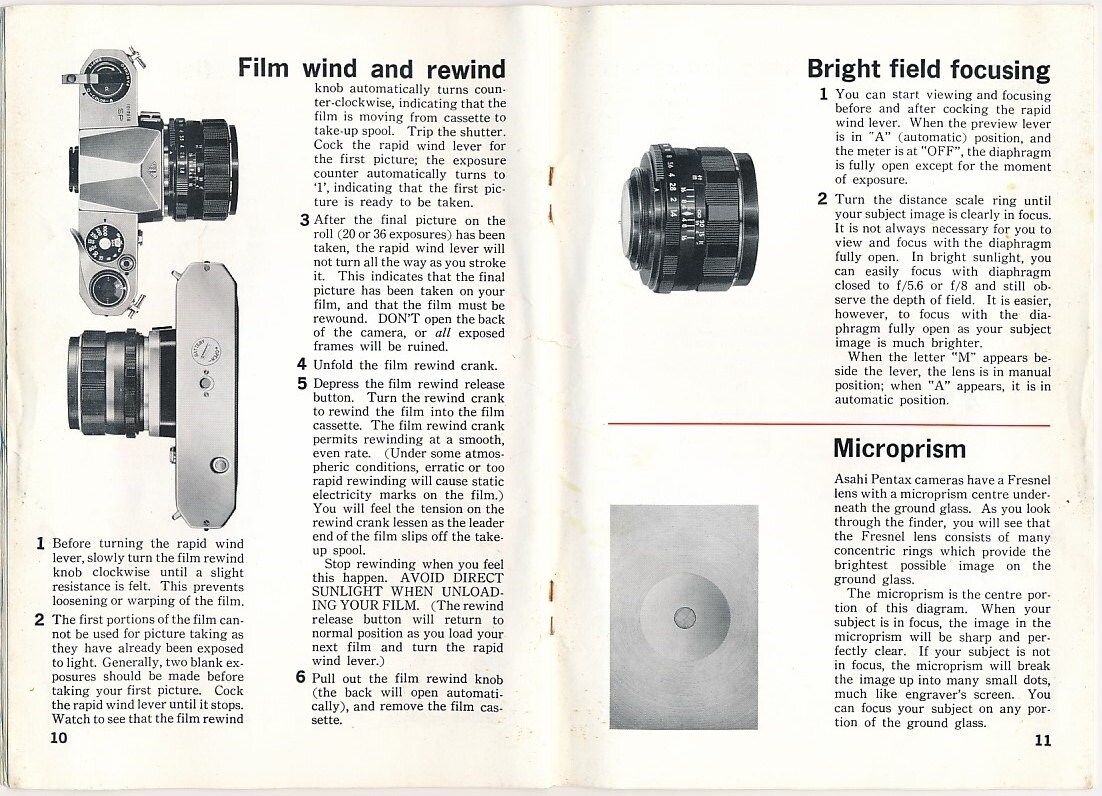 Vintage Asahi Pentax Spotmatic 35 mm SLR Camera Operating Manual c1961