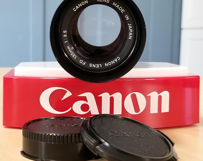 Canon NFD 135mm f/3.5 Lens Set w/ Canon Box, Canon Front & Rear Caps - Mint