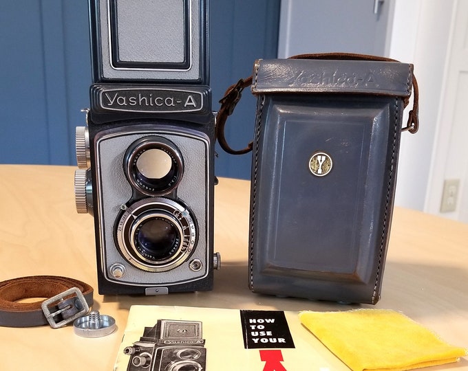 Vintage Yashica A III Medium Format TLR Camera Set - Rare Charcoal Gray on Gray - 100% Tested - Collector Quality