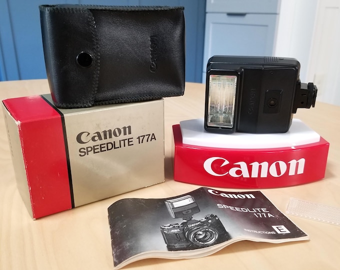Canon Speedlite 177A Electronic Flash Set w/ Box, Case, Instructions, and Flash Panel - Tested, 100% Working