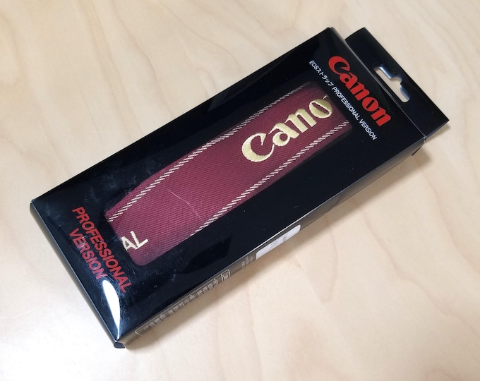 New Canon Professional Version Red & Gold Camera Strap w/ Leather Tabs - Adjustable - New in Package