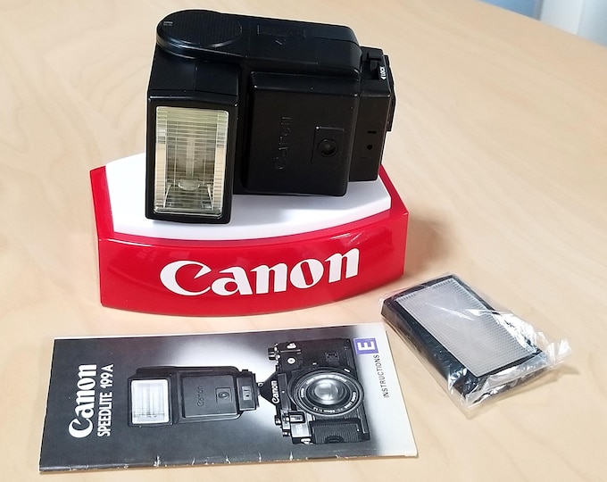 Canon Speedlite 199A Electronic Flash Set w/ Box, Case, Instructions and Flash Panel - Clean, Tested, 100% Working