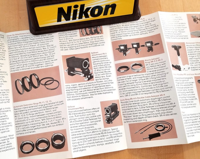 The Nikon Close-Up System Full Color Brochure - Macro Photography - 35mm Cameras - 1981 - Multi-page Fold Out  - Mint Condition