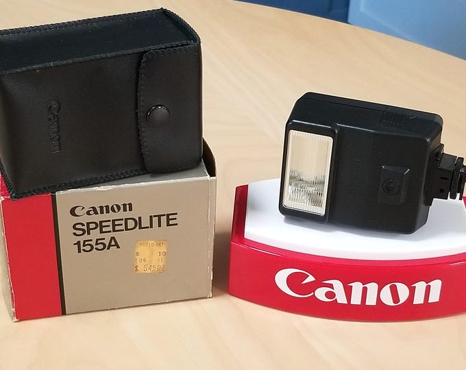 Canon Speedlite 155A Electronic Flash Set w/ Box and Case - Clean, Tested, 100% Working
