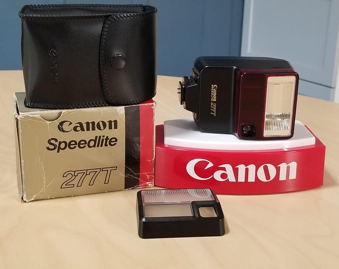 Canon Speedlite 277A Electronic Flash Set w/ Box, Case, and Flash Panel - Clean, Tested, 100% Working