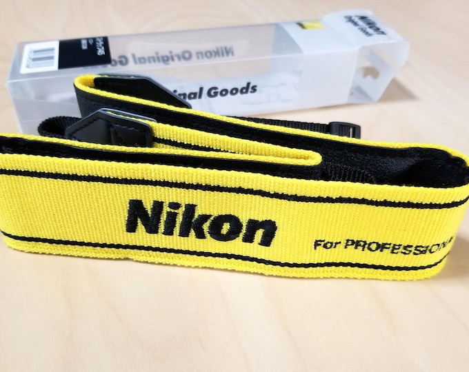 Nikon Yellow and Black *For Professional* Nylon Camera Neckstrap - New in Package - Made in Japan - Genuine Nikon Item