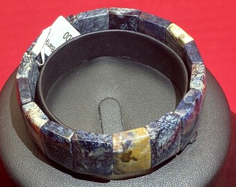 Pietersite Bracelet, Natural Storm Stone Beaded Stretch Bracelet, Blue Gold Brown Chatoyant Gemstone, Rare Crystal Gift
