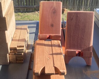 Handcrafted Wooden Phone & Tablet Stand: Personalized Desk Organizer