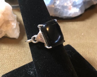 Genuine, Natural Onyx in .925 Sterling Silver Adjustable Size Ring