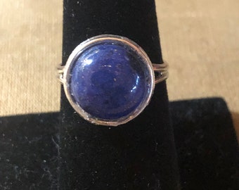 Lapis Lazuli in Adjustable-Size. Silver Ring