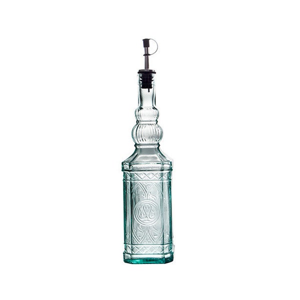 RECYCLED GLASS Oil Bottle  |  700ml Clear  |  with metal pourer | Eco-friendly Gift