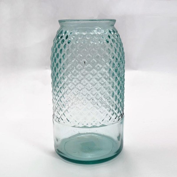 RECYCLED GLASS Vase  |  Clear  |  28cm Textured Diamond Pattern  |  Eco-friendly Gift  |  Eco-friendly home