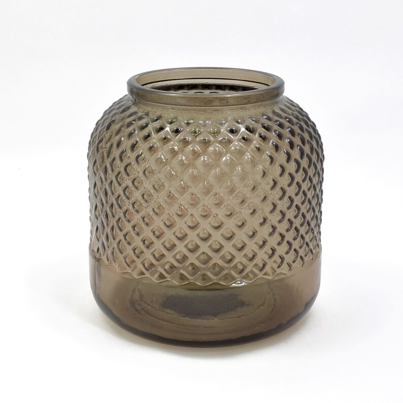 Recycled Glass Vase Pink 19cm Textured Diamond Pattern Etsy