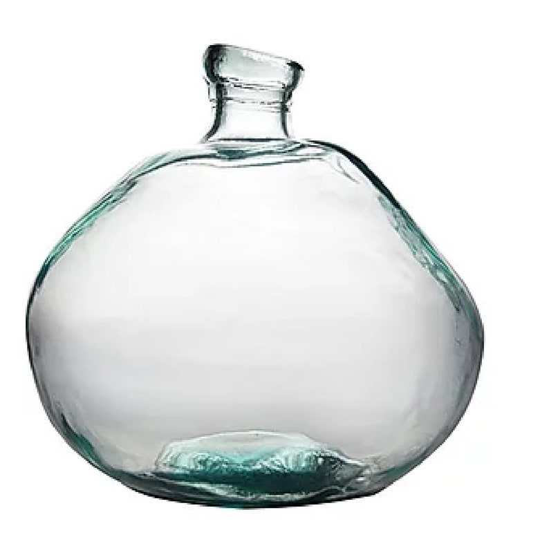 RECYCLED GLASS Vase Grey Smoke 33cm Rounded Blown Glass Etsy