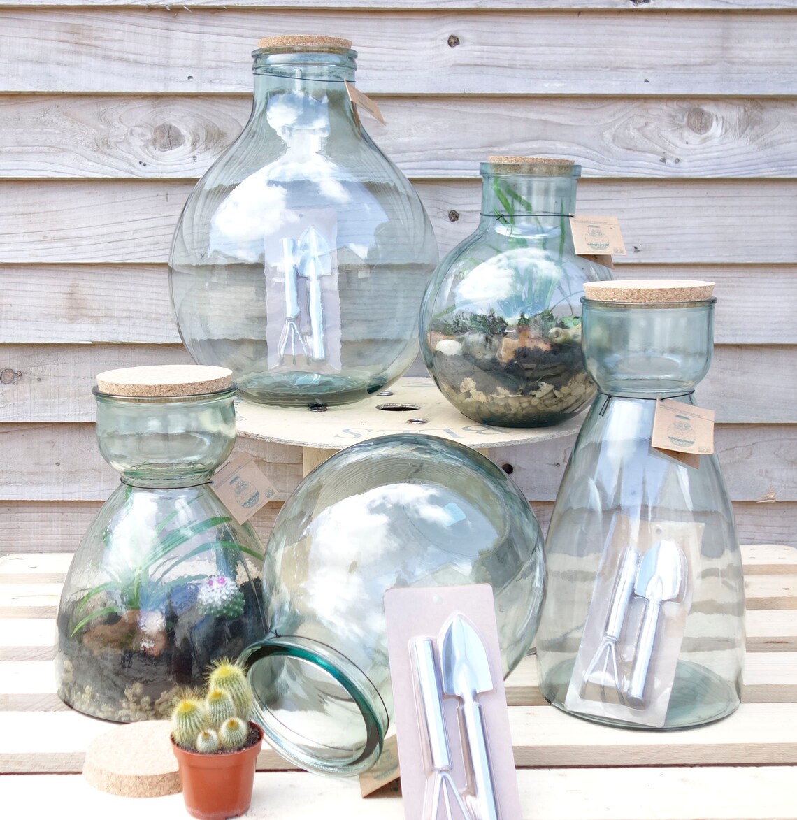 RECYCLED GLASS TERRARIUM Set 34cm Cork Lid With Fork and Etsy