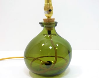 Small Green Lamp Base - RECYCLED GLASS  |  16 Flex Colours  |  24cm Blown Glass  | Eco-friendly Gift  |  Handmade in the UK