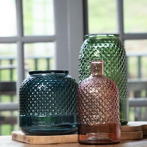 Recyclingglas Diamant Vase / Teelichthalter 19 cm
