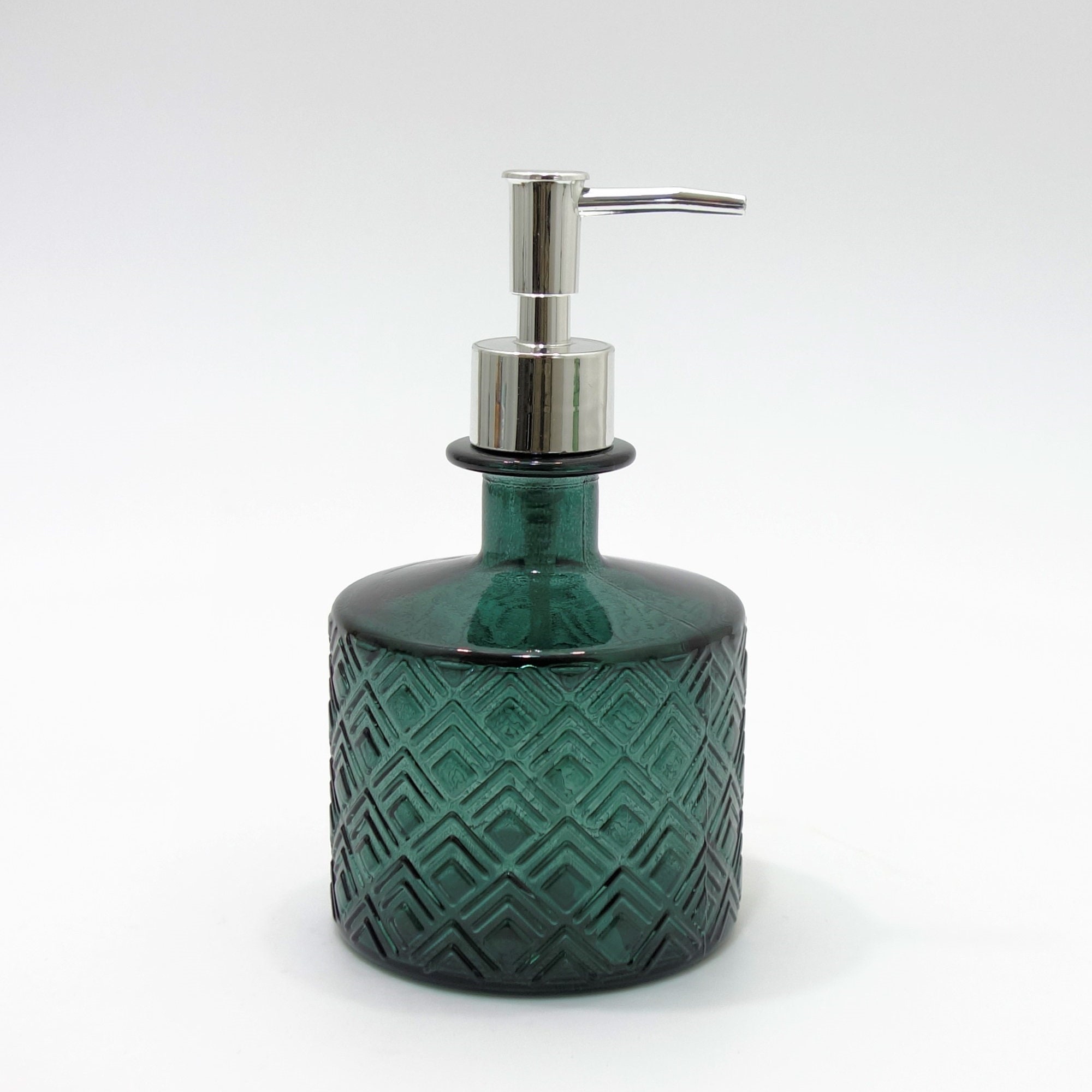 Green Liquid Soap Dispenser 350ml RECYCLED GLASS Diamond Etsy UK