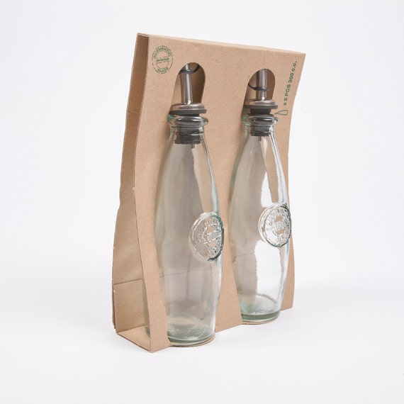 Recycled Glass Oil Bottles 300ml Clear Gift Boxed Set Etsy
