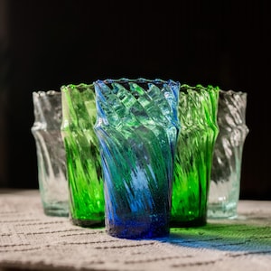 Moroccan Handmade Recycled Glass Moyen Twist Tumbler - 300ml