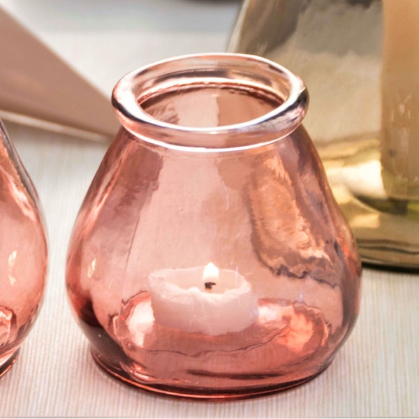 Recycled Glass Tea light holder / mini vase |  10cm Pink  | Eco-friendly Gift
