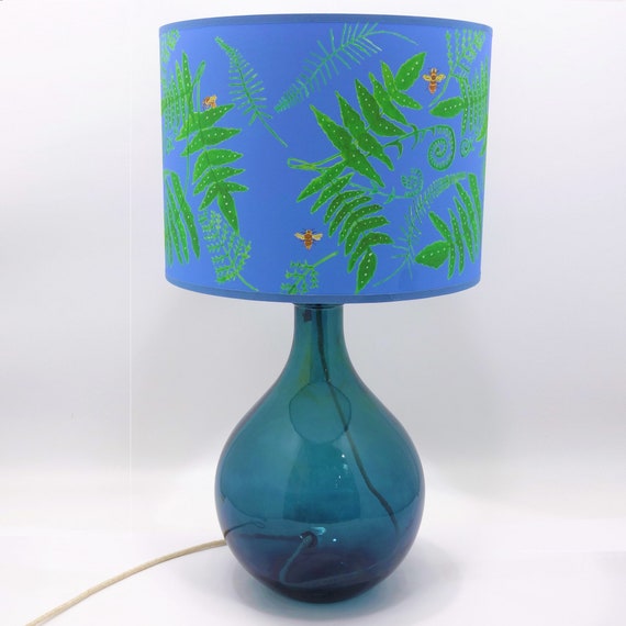 Blue Recycled Glass Lamp Base Dark Blue Petrol 15 Flex Etsy UK