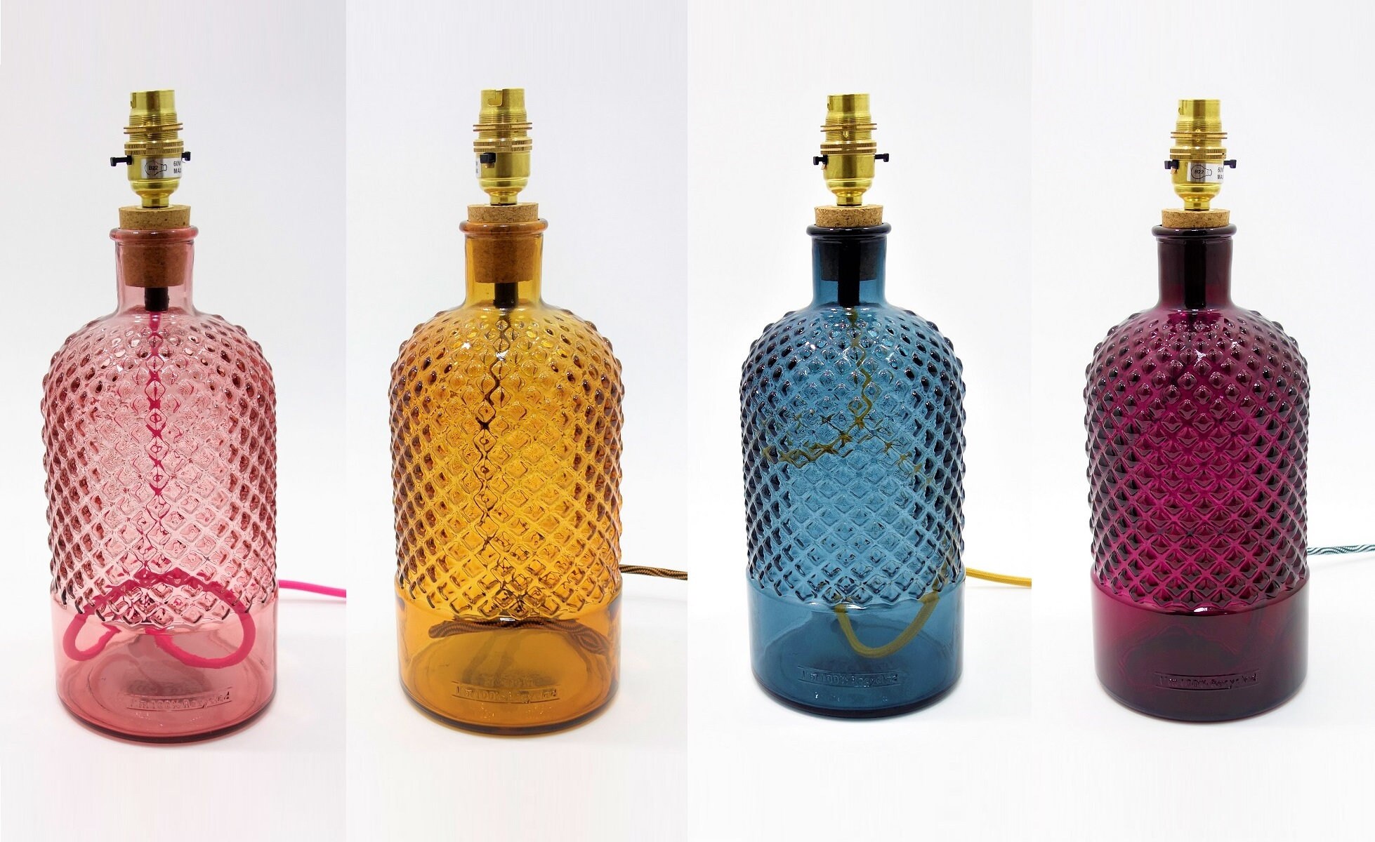 Recycled Glass Lamp Base Dark Blue Petrol 16 Flex Etsy UK