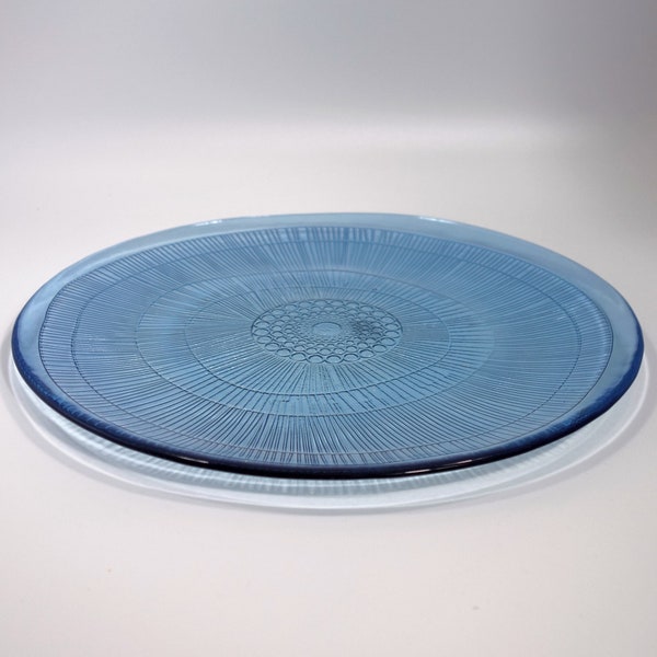 Glass Serving Platter Blue  |  100% RECYCLED GLASS  |  32cm Blue  |  Large Glass Plate  | Eco-friendly Gift  | Eco-friendly home