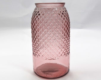 RECYCLED GLASS Vase  |  Pink  |  28cm Textured Diamond Pattern  |  Eco-friendly Gift  | Eco-friendly home