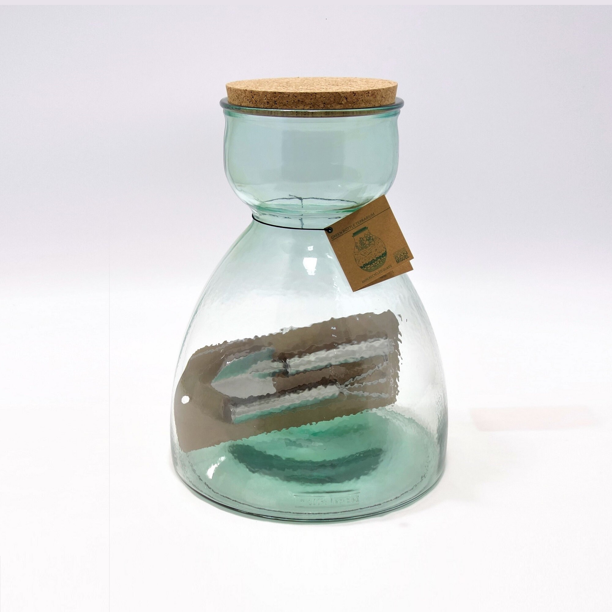 RECYCLED GLASS TERRARIUM Set 34cm Cork Lid With Fork and Etsy
