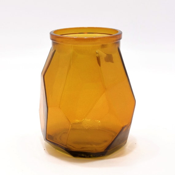RECYCLED GLASS Vase / Tealight Holder Orange Amber 19cm Etsy