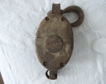 Polea de cuerda Upson, aparejo de poleas, doble, década de 1900