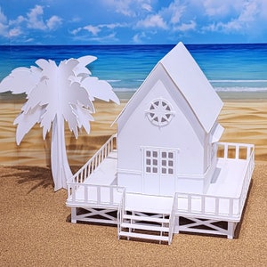 Beach House: Pre-Cut House Kit to make your own Miniature Putz Style Holiday Village - Available in 4 Sizes