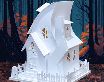 Little Crooked House: Pre-Cut House Kit to make your own Miniature Putz Style Holiday Village - Available in 4 Sizes