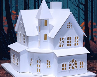 Abandoned Mansion:  Pre-Cut House Kit to make your own Miniature Putz Style Holiday Village - Available in 4 Sizes