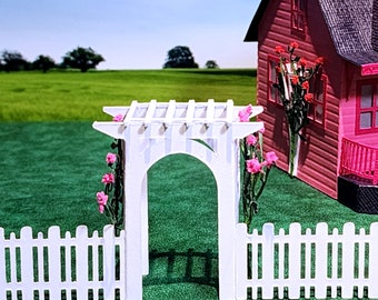 Rose Arbor & Fence: Pre-Cut Accessory Kit to make your own Miniature Putz Style Holiday Village - Available in 4 sizes