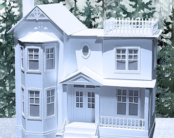 Brookside Manor: Pre-Cut House Kit to make your own Miniature Putz Style Holiday Village - Available in 4 Sizes
