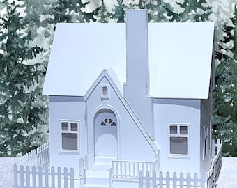 Ivy Cottage: Pre-Cut House Kit to make your own Miniature Putz Style Holiday Village - Available in 4 Sizes