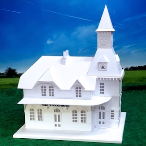 Train Station: Pre-Cut Building Kit to make your own Miniature Putz Style Holiday Village - Available in 4 Sizes