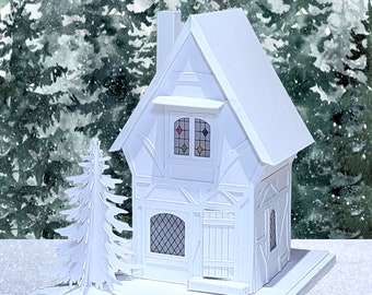 Gingerbread Tudor: Pre-Cut House Kit to make your own Miniature Putz Style Holiday Village - Available in 4 Sizes