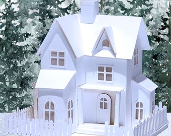 Jolly Farmhouse: Pre-Cut House Kit to make your own Miniature Putz Style Holiday Village - Available in 4 Sizes