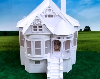 Victorian Painted Lady: Pre-Cut House Kit to make your own Miniature Putz Style Holiday Village - Available in 4 Sizes