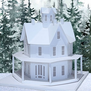 Gabled Octagon House: Pre-Cut House Kit to make your own Miniature Putz Style Holiday Village - Available in 4 Sizes