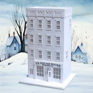 Old Ale House: Pre-Cut Building Kit to make your own Miniature Putz Style Holiday Village - Available in 4 Sizes