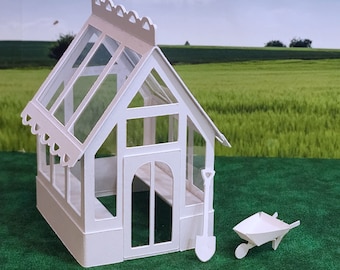 Mary's Greenhouse: Pre-Cut Accessory Kit to make your own Miniature Putz Style Holiday Village - Available in S or O Scale
