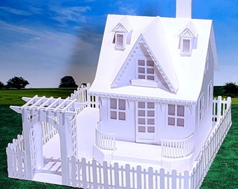 Rose Cottage: Pre-Cut House Kit to make your own Miniature Putz Style Holiday Village - Available in 4 Sizes